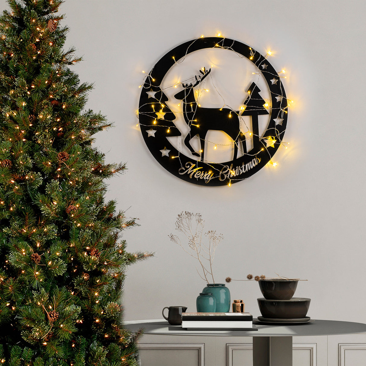 Decorațiune de perete din metal XMASBLACK - 032, Negru, 60x60x0 cm