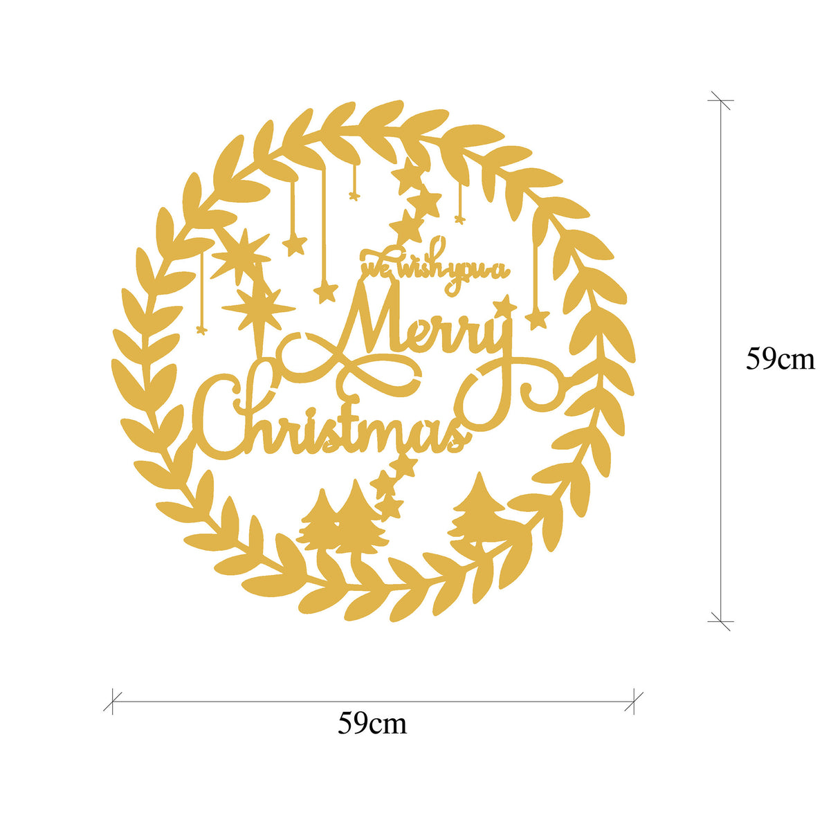 Decorațiune de perete din metal XMASGOLD - 010, Auriu, 59x56x0 cm