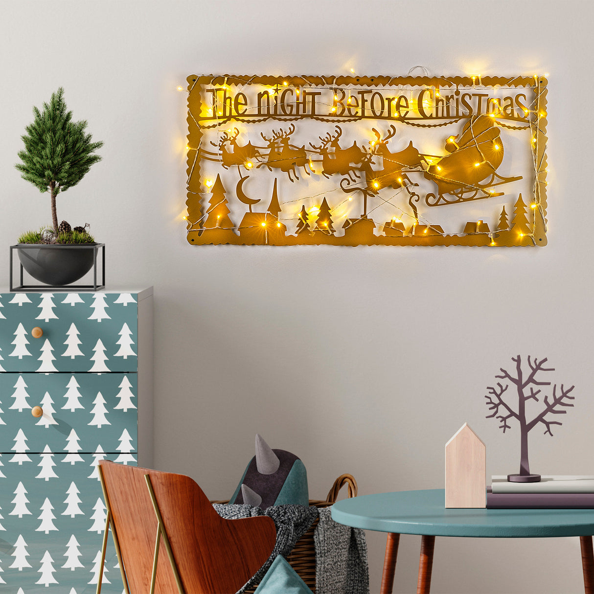 Decorațiune de perete din metal XMASGOLD - 012, Auriu, 83x39x0 cm