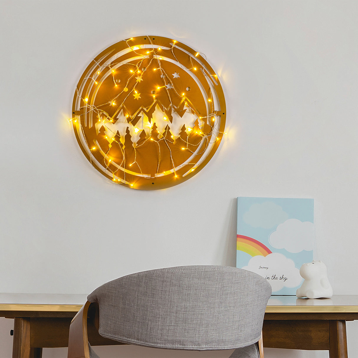 Decorațiune de perete din metal XMASGOLD - 019, Auriu, 61x61x0 cm