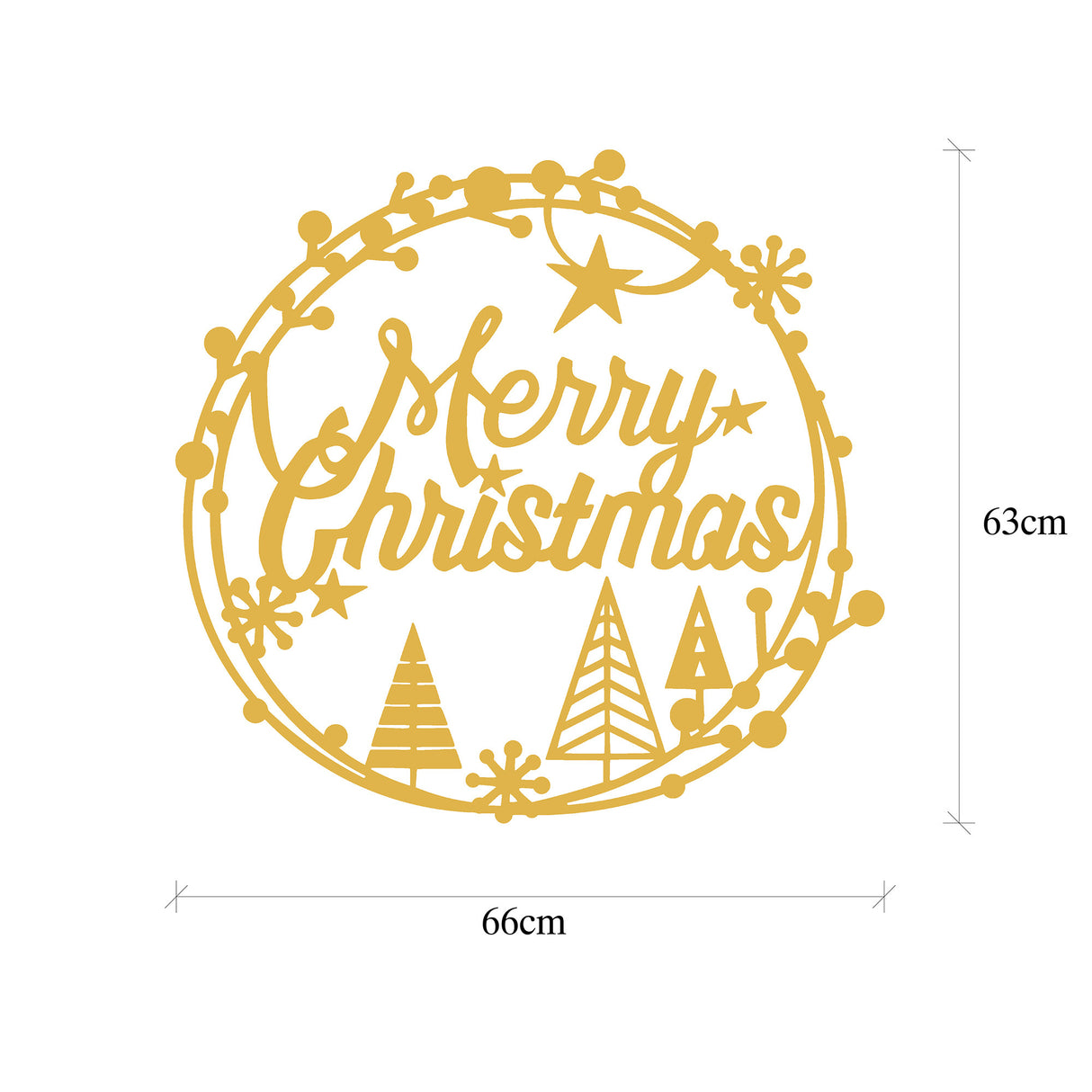 Decorațiune de perete din metal XMASGOLD - 021, Auriu, 60x72x0 cm