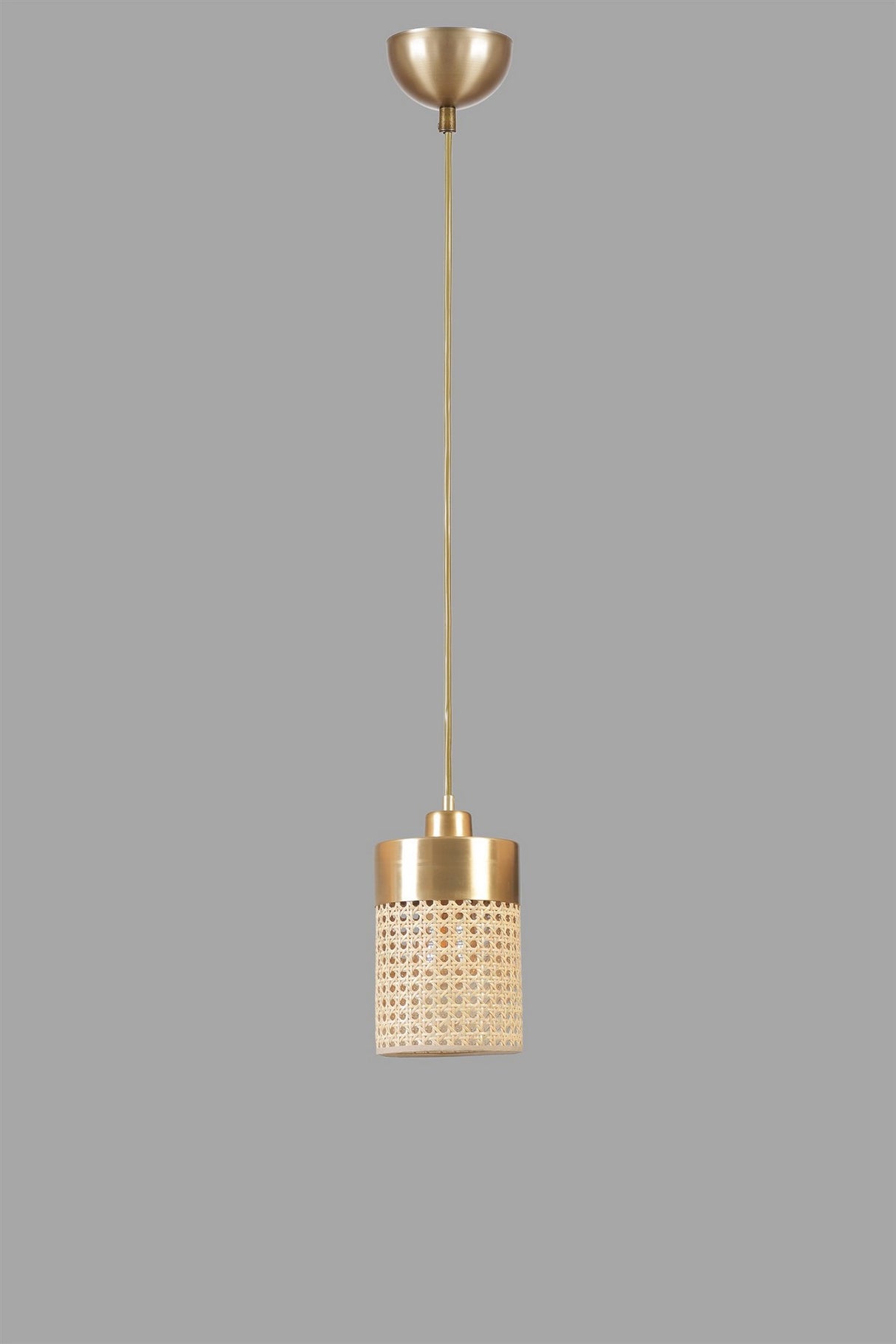 Lustră 8704-1, Rattan - Auriu, Ø14x70 cm