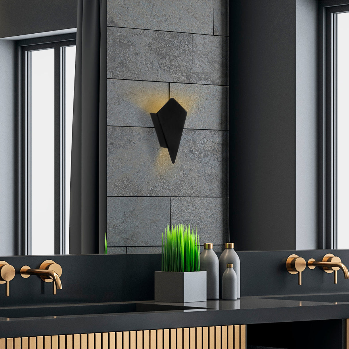 Aplică de perete Cut - 11835, Negru, 13x6x24 cm