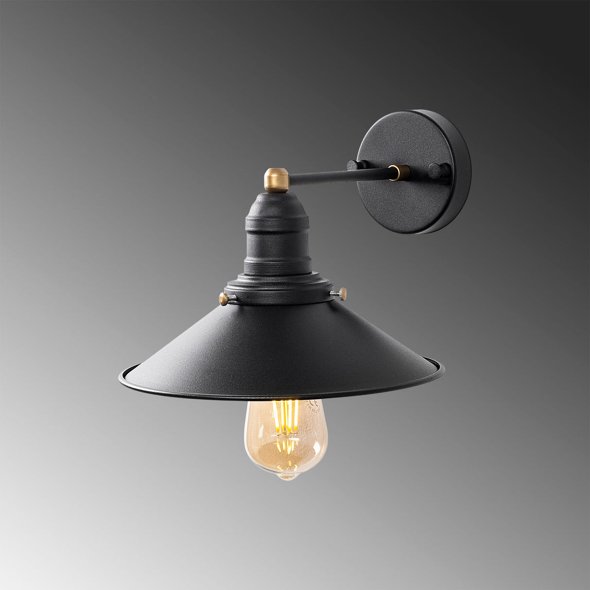 Aplică de perete Conical - 12195, Negru - Antique, Ø24x17 cm