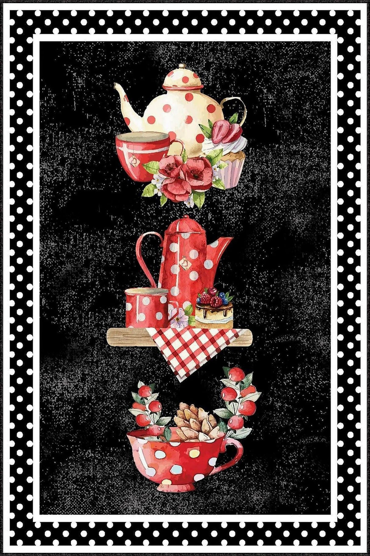 Covor de bucatarie Ceai Fructe, Negru, 60x100 cm