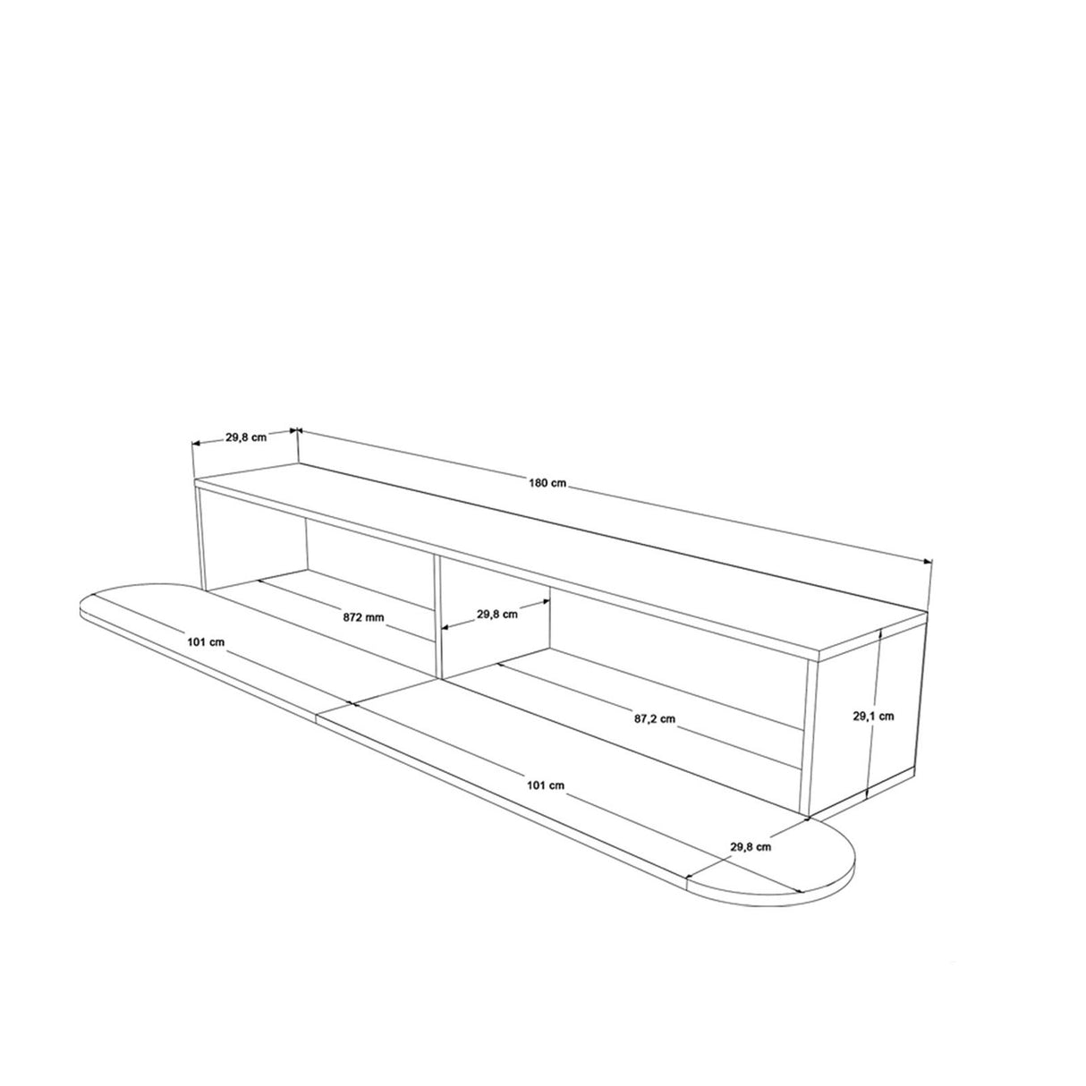 Comodă TV LUM1, Diverse culori, 200x32x30 cm - Comodă TV LUM1, Diverse culori, 200x31.6x29.6 cm, SKU 956LCS1693, imagine 27