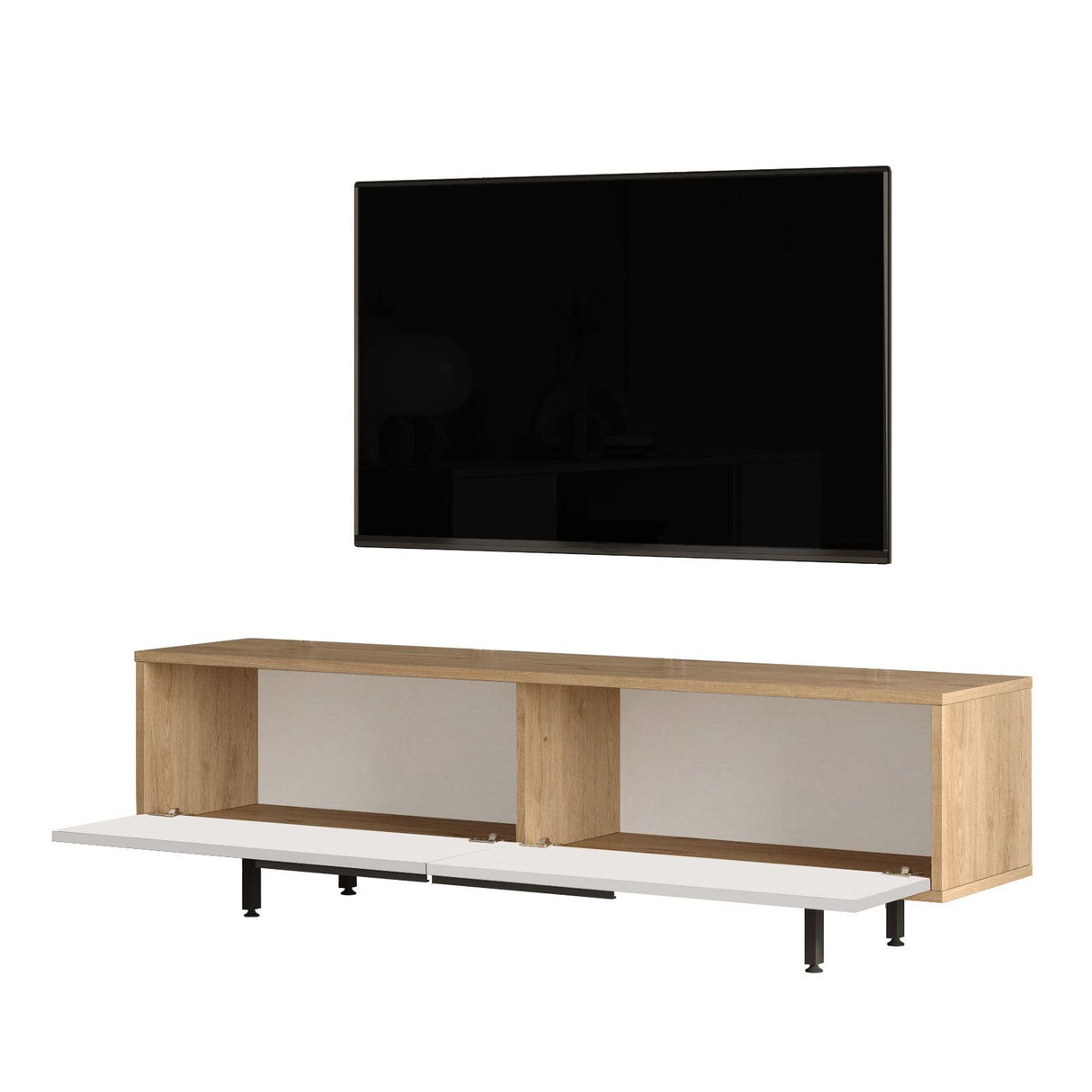 Comodă TV ON1-SW, Stejar - Alb, 160x36x45 cm