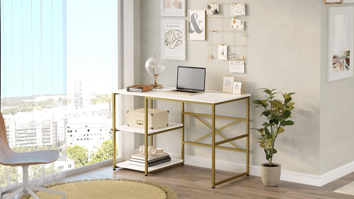 Birou Omega cu 2 rafturi, 120 x 75 x 60 cm - Alb, SKU 956LCS1131