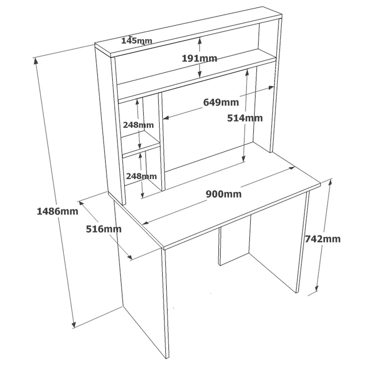 Birou cu Biblioteca Sanaber, 90 x 149 x 52 cm - Alb, SKU 956LCS1135