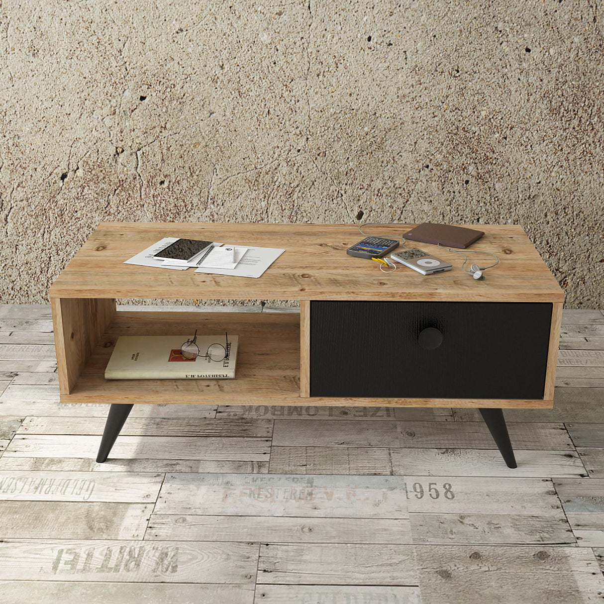 Măsuță de cafea Vl7-232, Alb, 96x45x39 cm