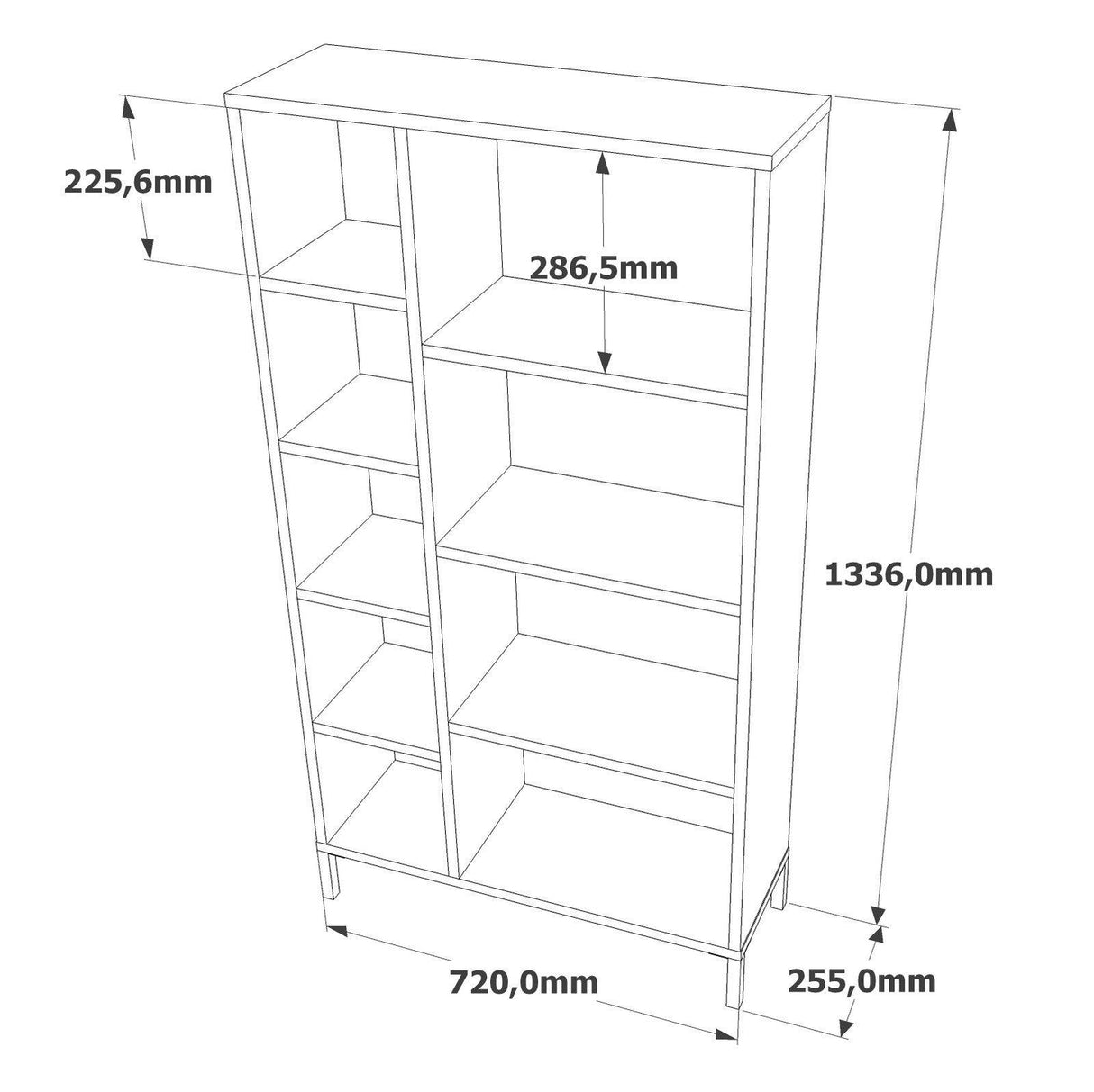 Biblioteca Silahtar cu 9 rafturi, 72 x 134 x 26 cm - Stejar, SKU 956LCS1405