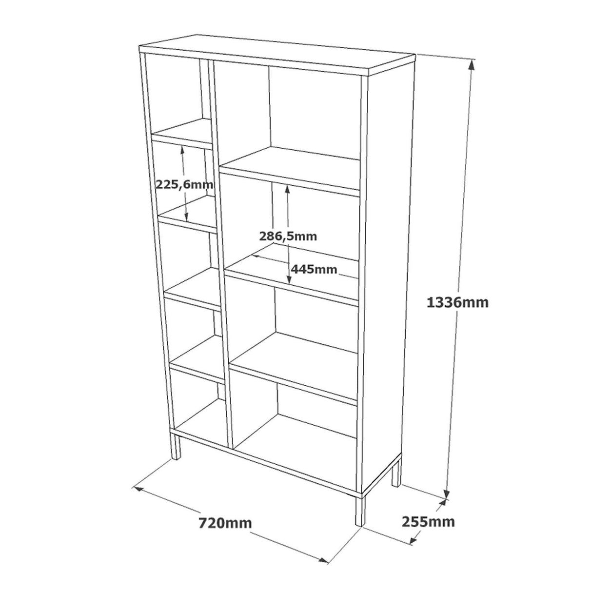 Biblioteca Silahtar cu 9 rafturi, 72 x 134 x 26 cm - Maro, SKU 956LCS1405