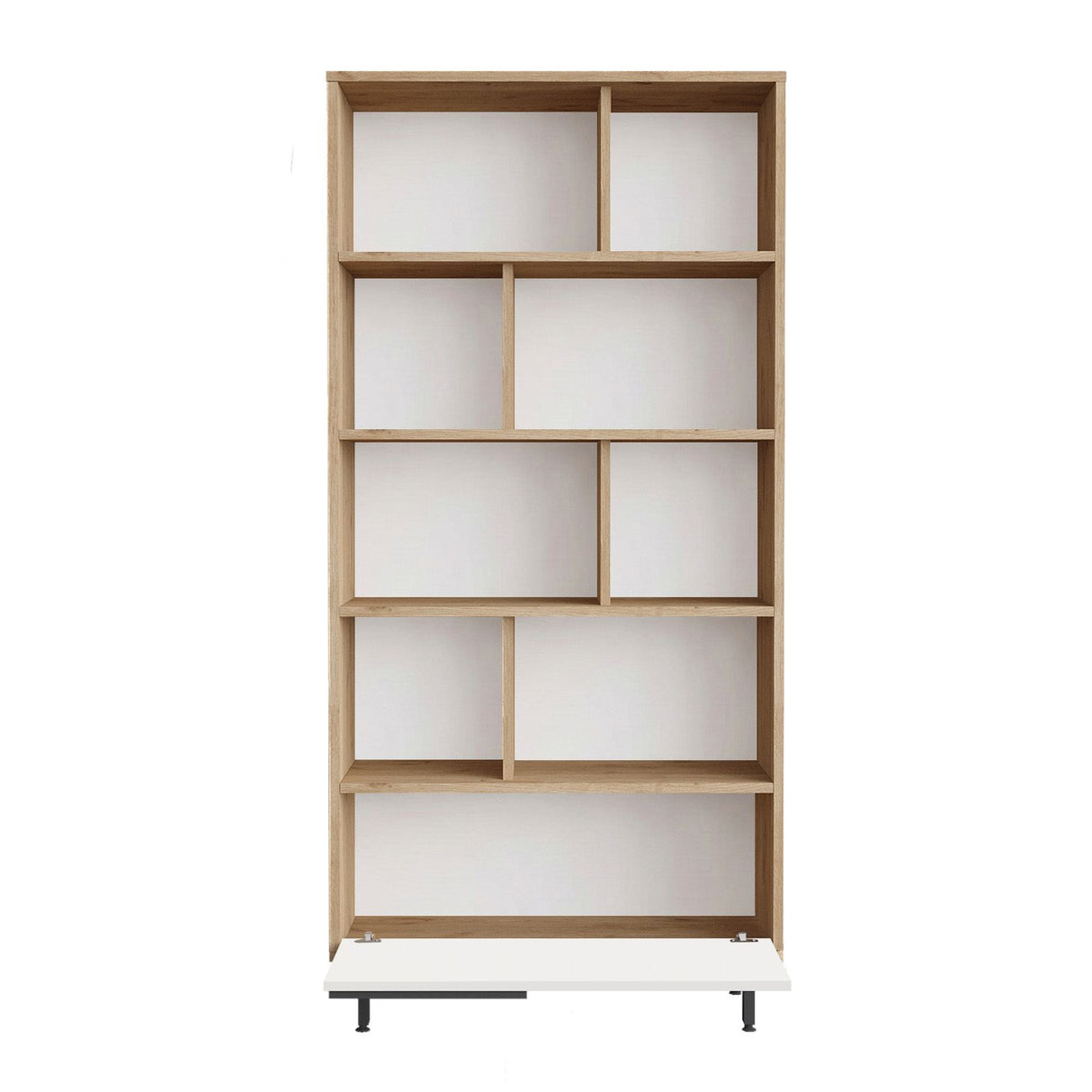 Bibliotecă ON4-SW, Stejar - Alb, 84x30x176 cm