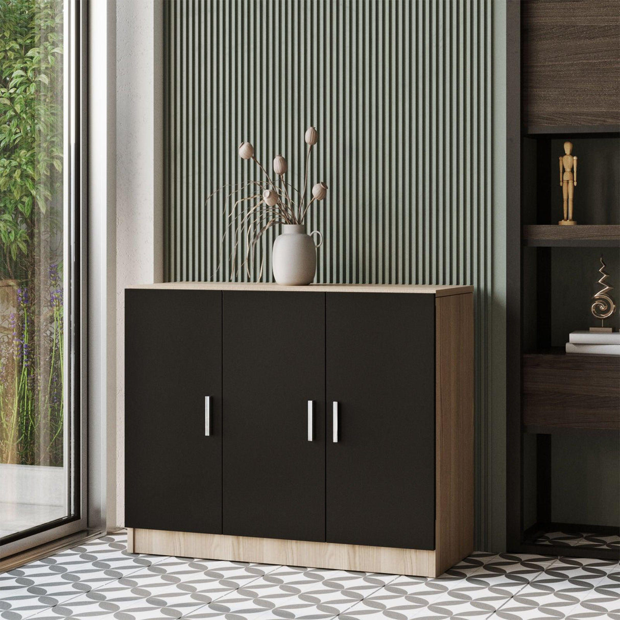 Dulap Multifunctional Varion cu 3 usi, Nuc - Stejar, 90 x 39 x 74 cm - Stejar, SKU 956LCS1501