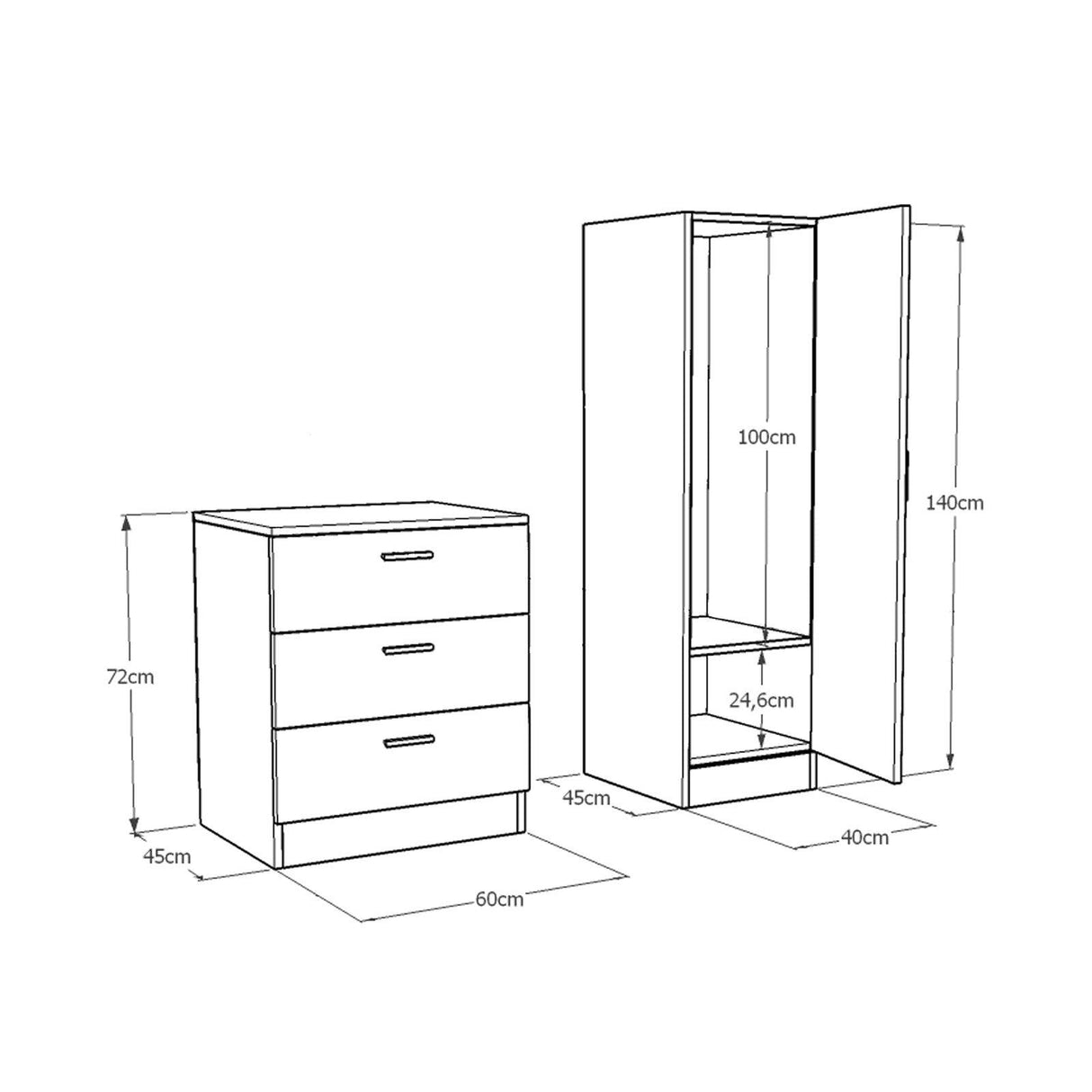 Dulap Haine pentru Casa Frame A Oligo cu Oglinda si 3 sertare, Alb - Gri - Nuc (diverse dimensiuni) - Gri, SKU 956LCS1521