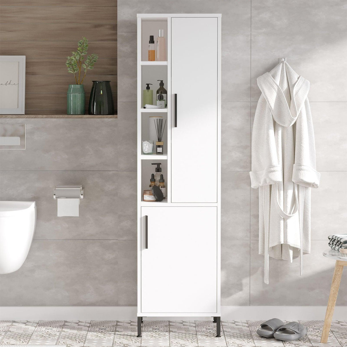 Dulap Baie Somany cu 2 usi si 6 rafturi, 45 x 174 x 36 cm - Alb, SKU 956LCS1580