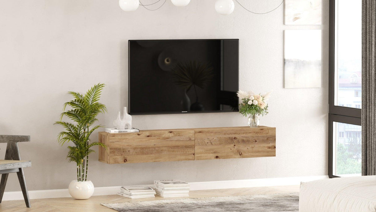 Comoda TV Twire, 180x30x32 cm - Stejar, SKU 956LCS1611