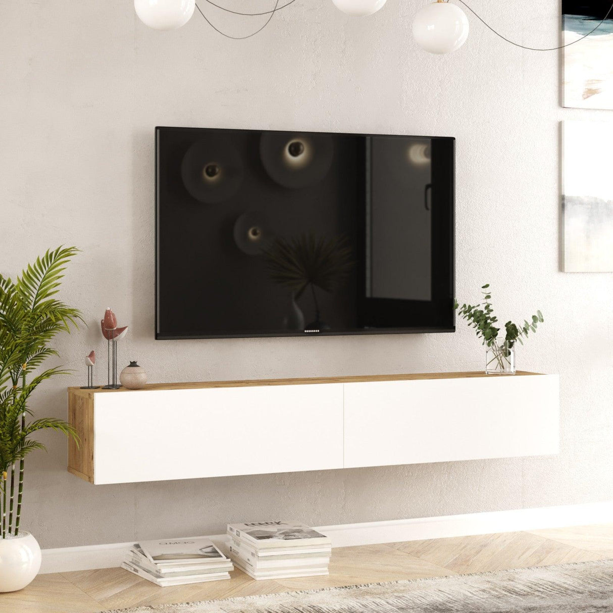 Comoda TV Twire, 180x30x32 cm - Alb, SKU 956LCS1611