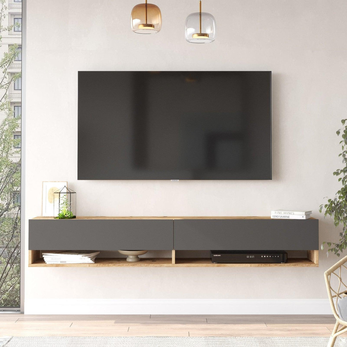 COMODA TV HM5 - CG, Stejar, 180x29x32 cm