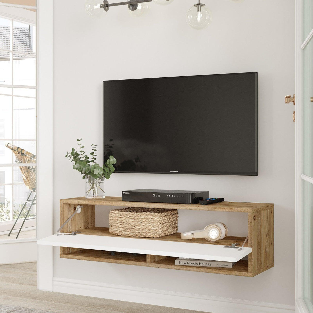 Comoda TV Wiali, Stejar, 100x30x32 cm