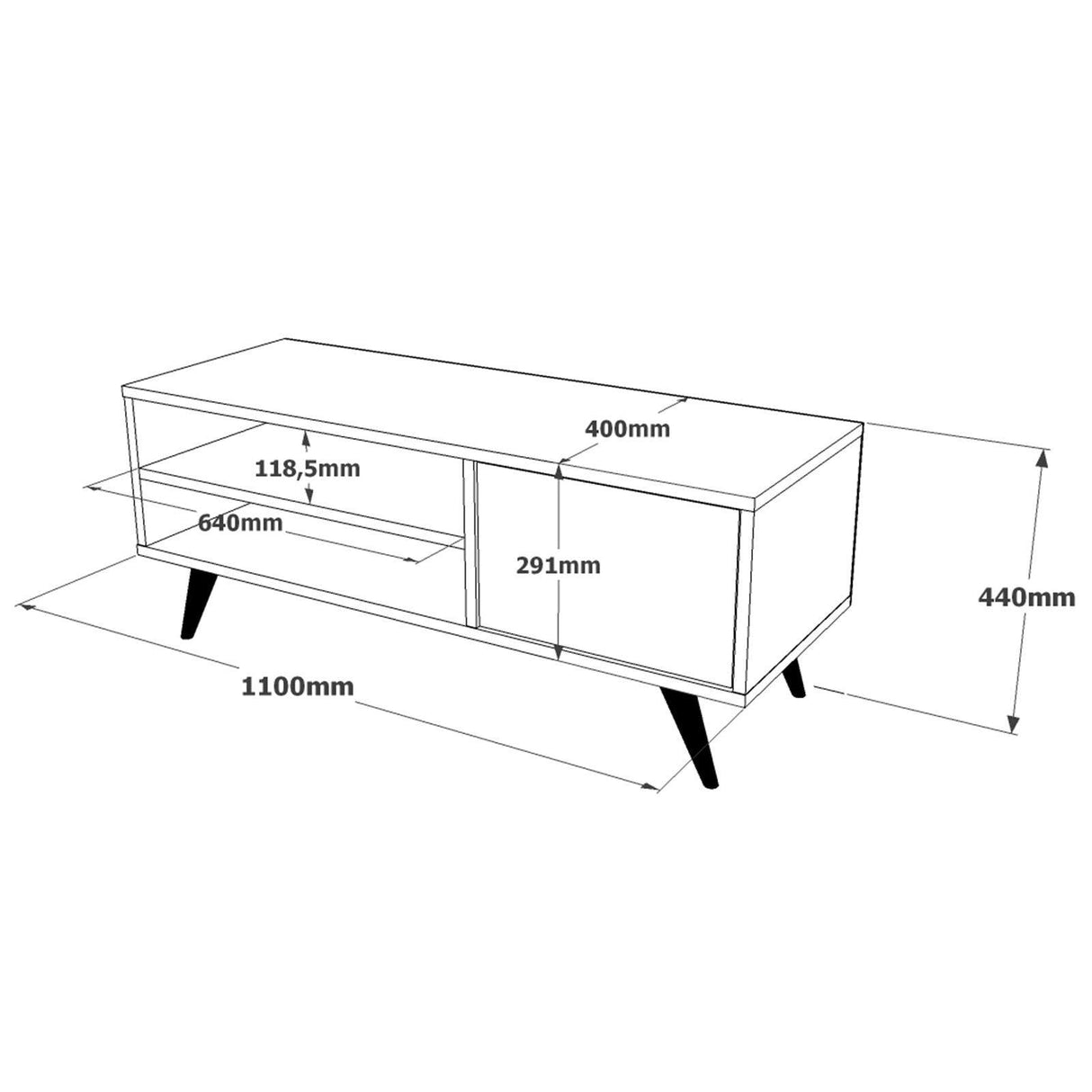 Comoda TV Levo, 110x44x40 cm - Stejar, SKU 956LCS1646