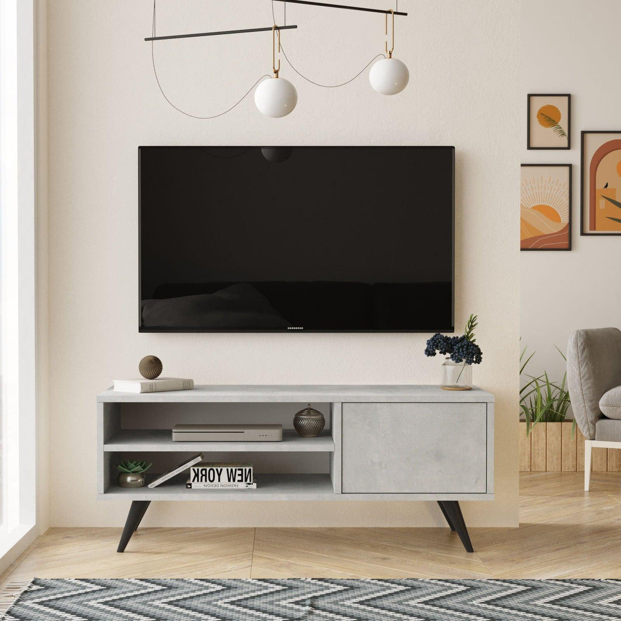 Comoda TV Levo, 110x44x40 cm - Gri, SKU 956LCS1646