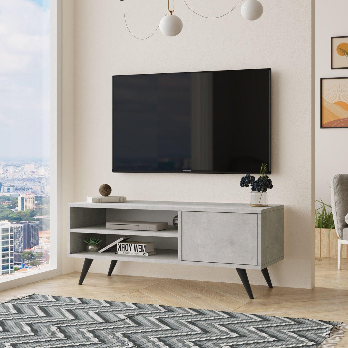 Comoda TV Levo, 110x44x40 cm - Gri, SKU 956LCS1646