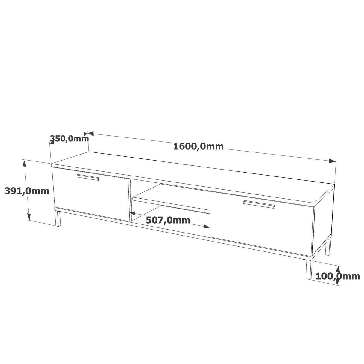 COMODA TV ST1 - GW, Stejar, 160x39x35 cm