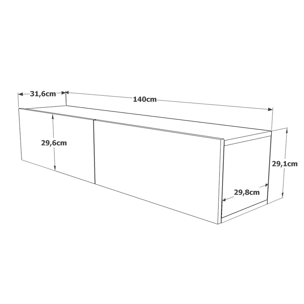 COMODA TV ST1 - GW, Stejar, 140x29x32 cm