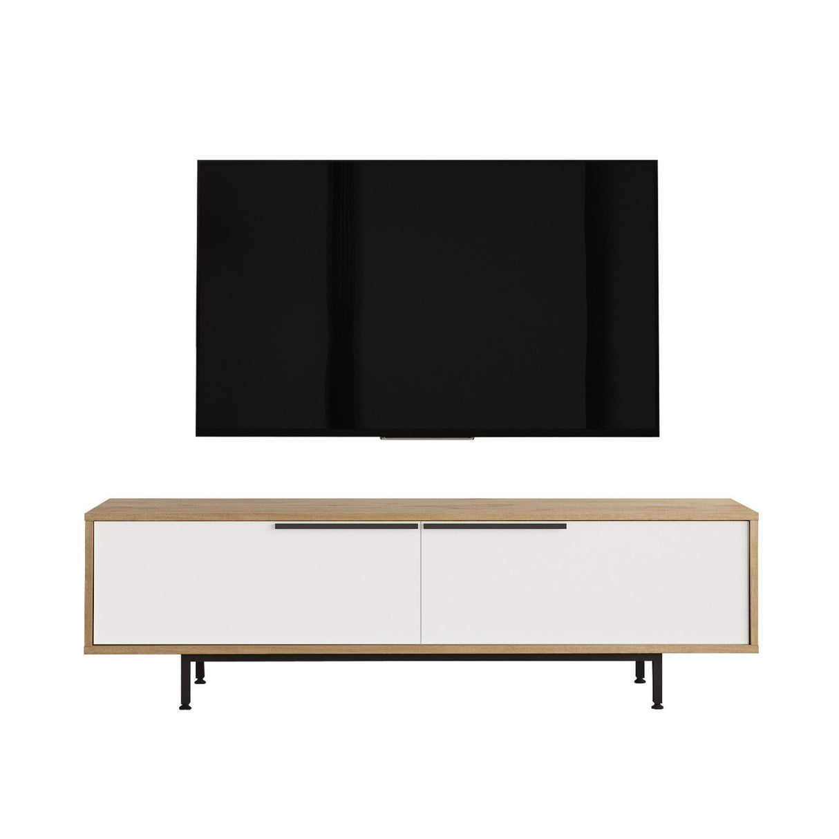 Comodă TV ON1-SW, Stejar - Alb, 160x36x45 cm