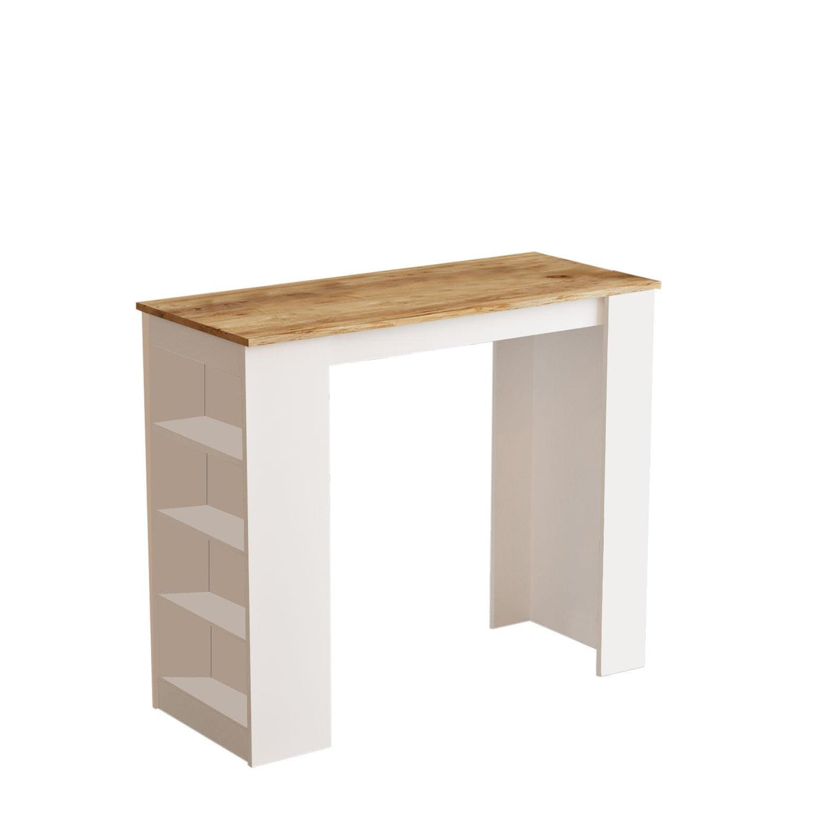 Masa Bucatarie Bar multifunctionala Wallo, Gri - Stejar - Alb - Negru, 120 x 102 x 52 cm - Lemn Natural, SKU 956LCS2201