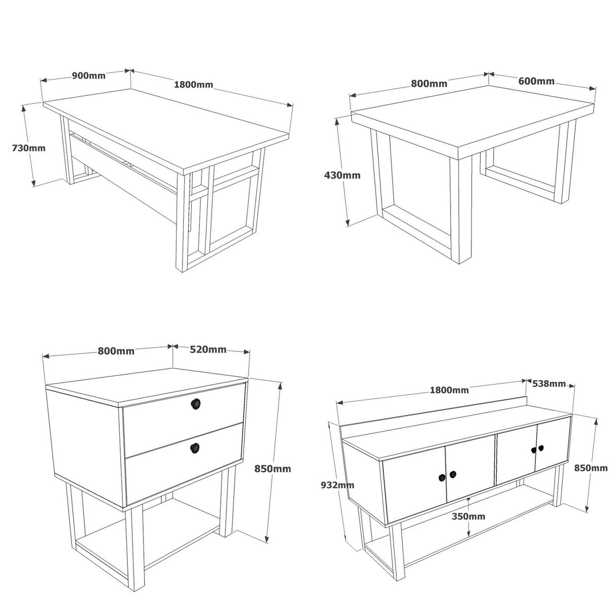 Set mobilier de birou Mn10-Ba, Baroque - Antracit, 180x73x90 cm