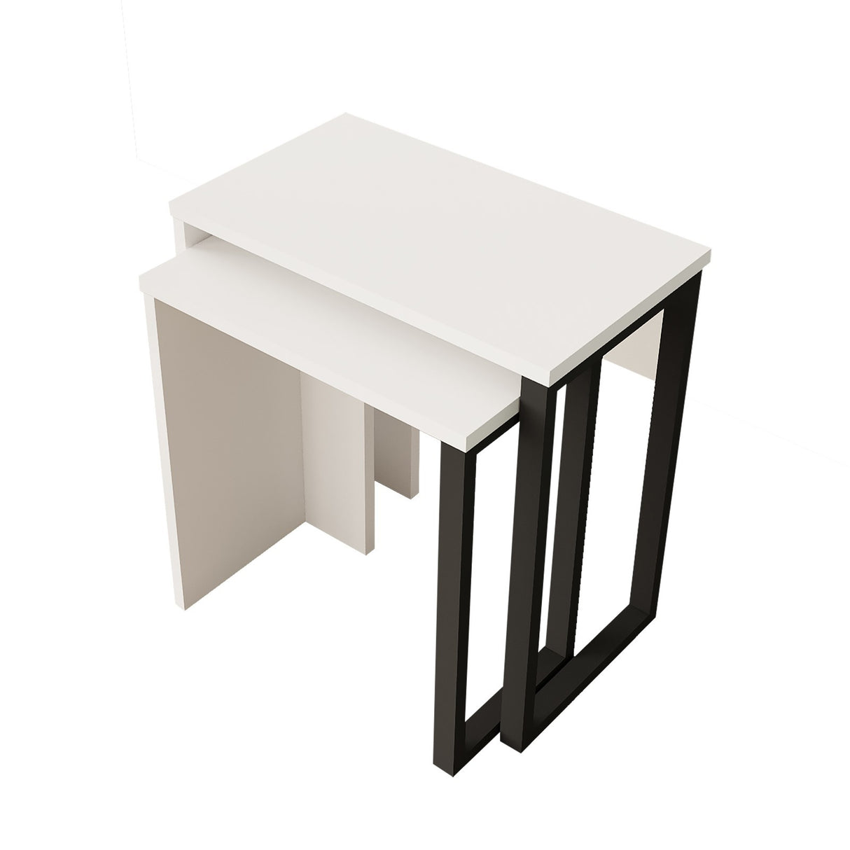 Set 2 măsuțe de cafea On7-W, Alb, 51x30x53 cm
