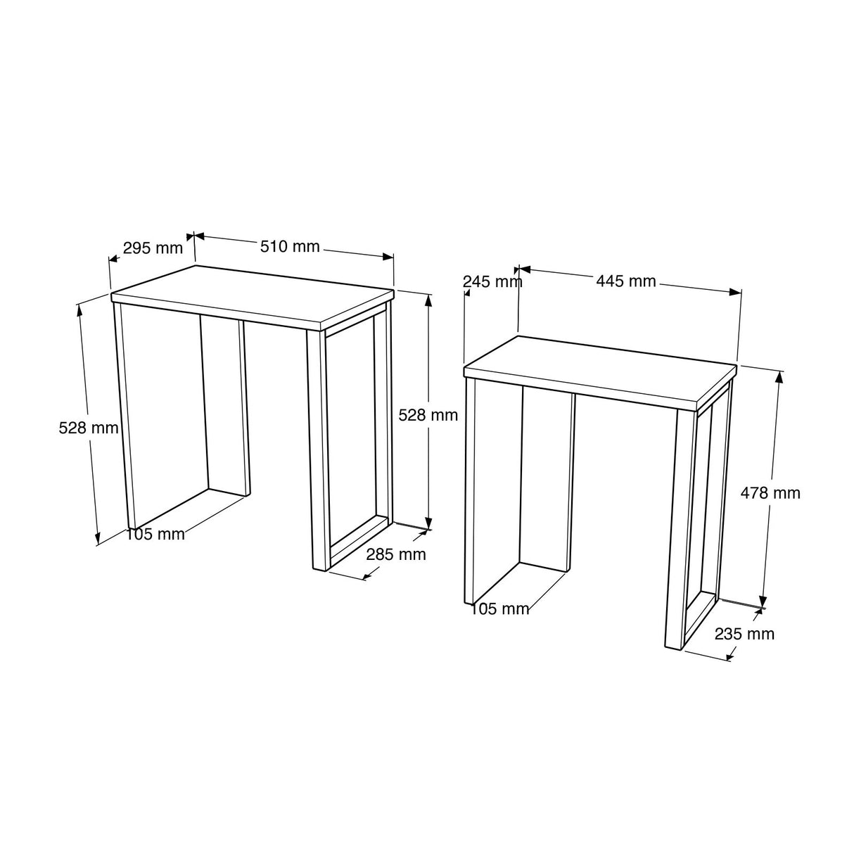 Set 2 măsuțe de cafea On7-W, Alb, 51x30x53 cm