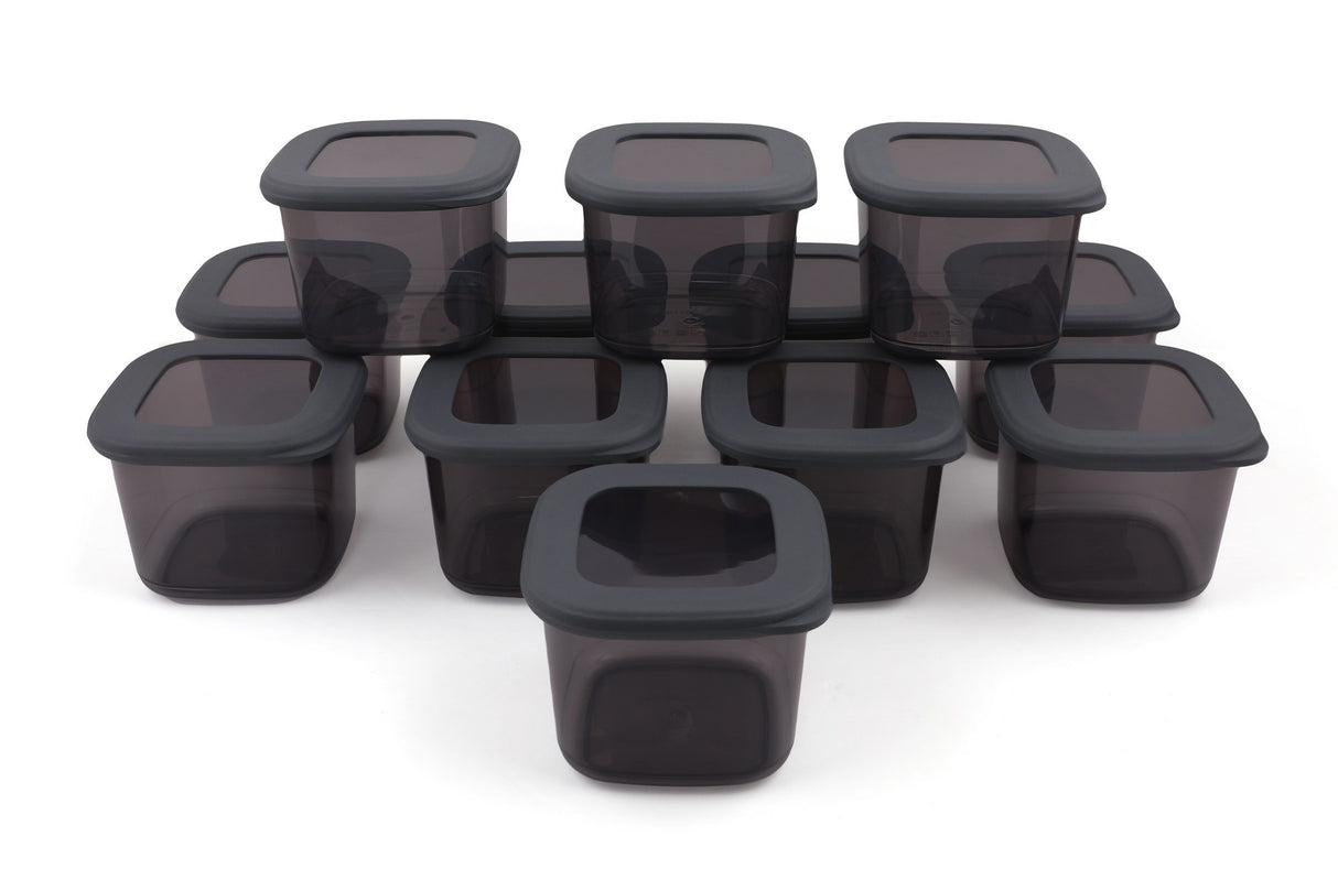 Set recipiente pentru depozitare 12 bucăți BNMPOLYAS12-5, Antracit, 10x10x10 cm