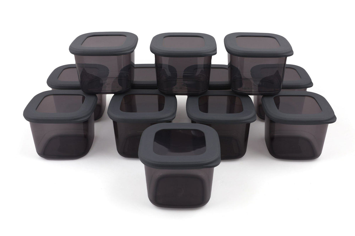 Set recipiente pentru depozitare 12 bucăți BNMPOLYAS12-5KAS, Antracit, 10x10x10 cm