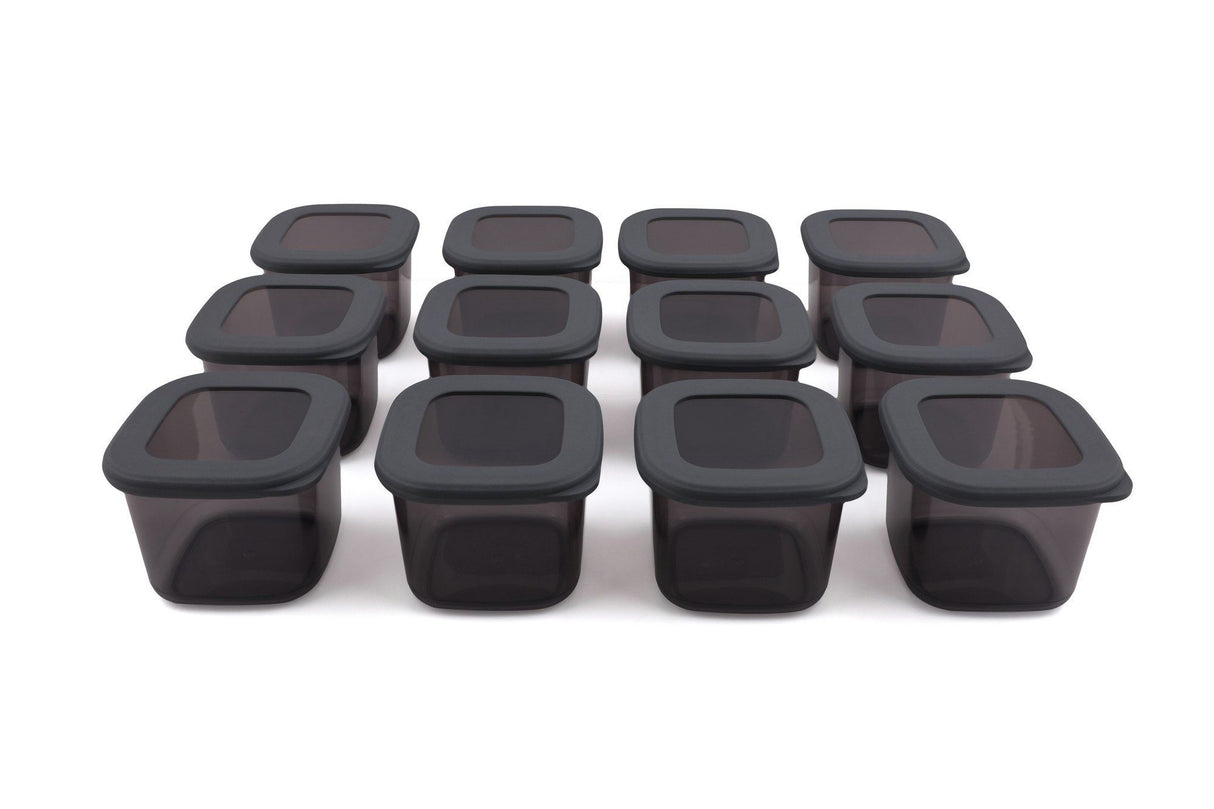 Set recipiente pentru depozitare 12 bucăți BNMPOLYAS12-5KAS, Antracit, 10x10x10 cm
