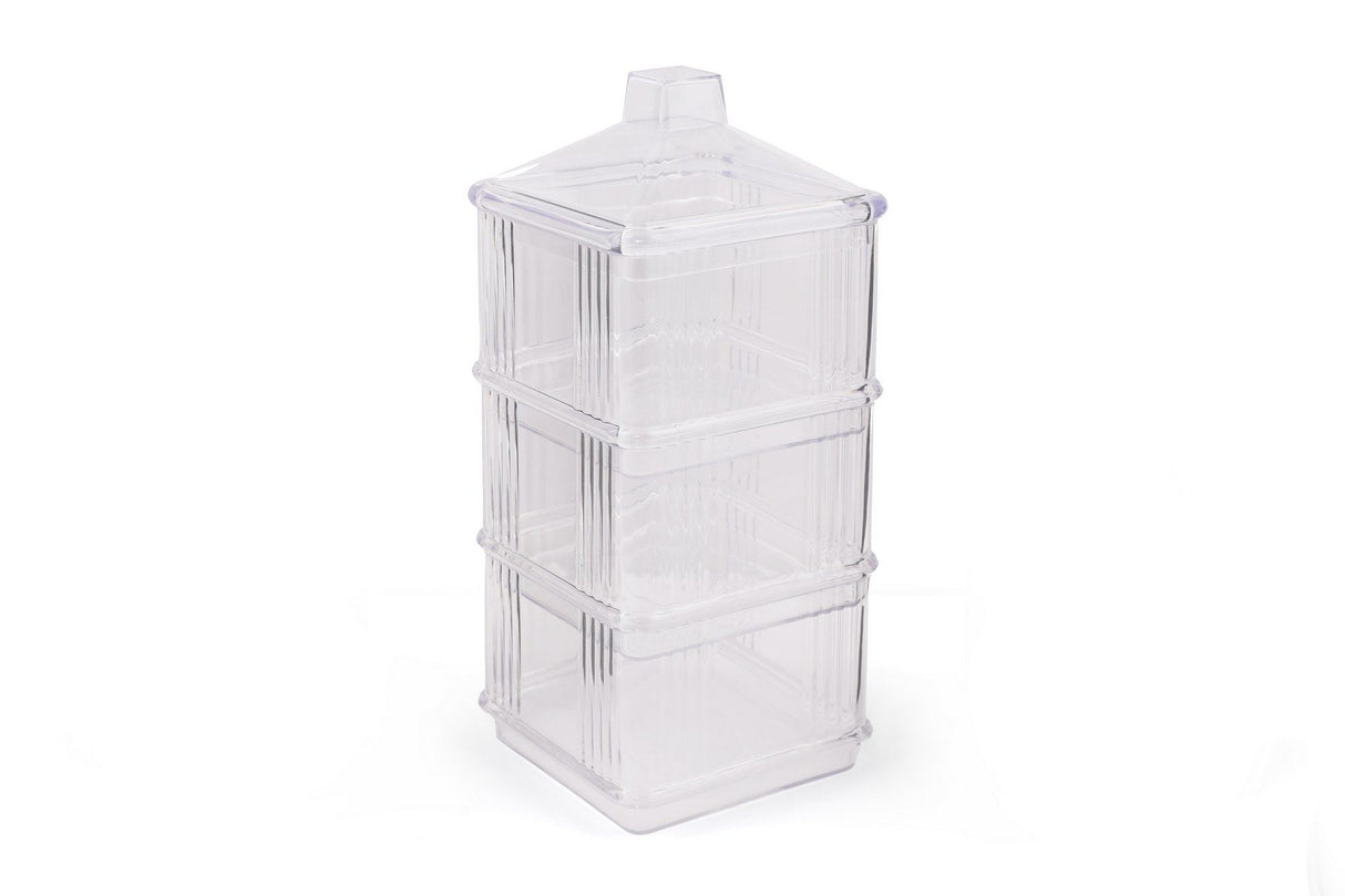 Set recipiente pentru depozitare 3 bucăți Kareakrlk - 3, Transparent, 10x10x7 cm
