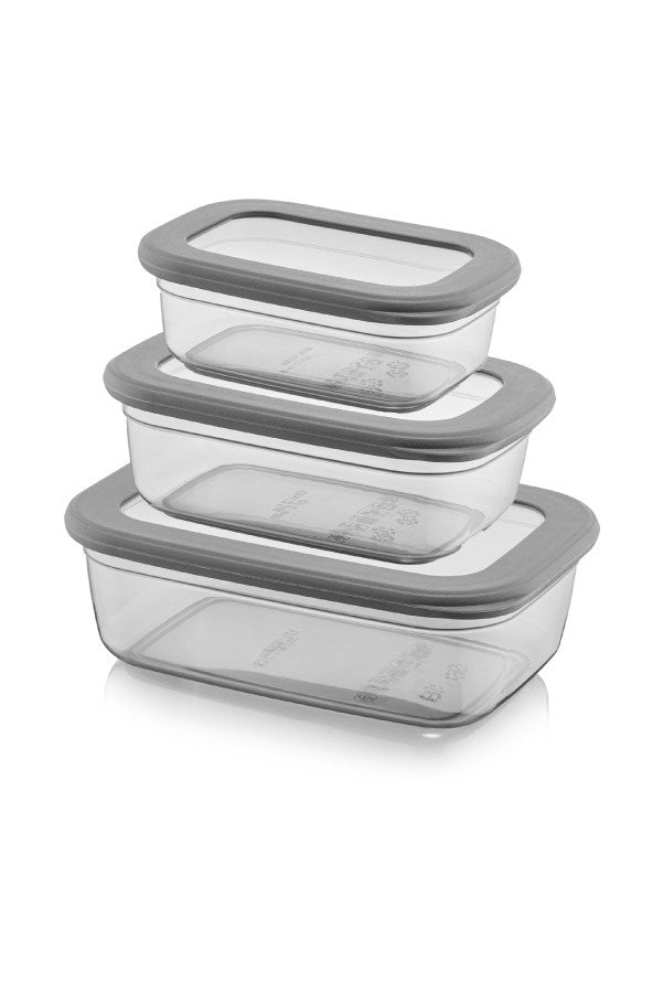 Set recipiente pentru depozitare 3 bucăți BNMPOLYAR03-46712, Antracit, 14x20x7 cm