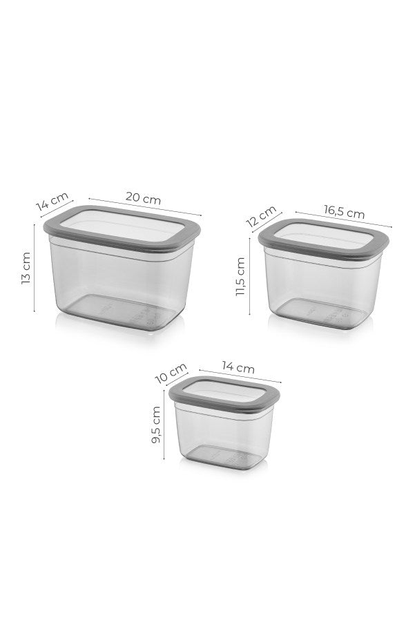 Set recipiente pentru depozitare 3 bucăți BNMPOLYAR03-81323, Antracit, 14x20x13 cm