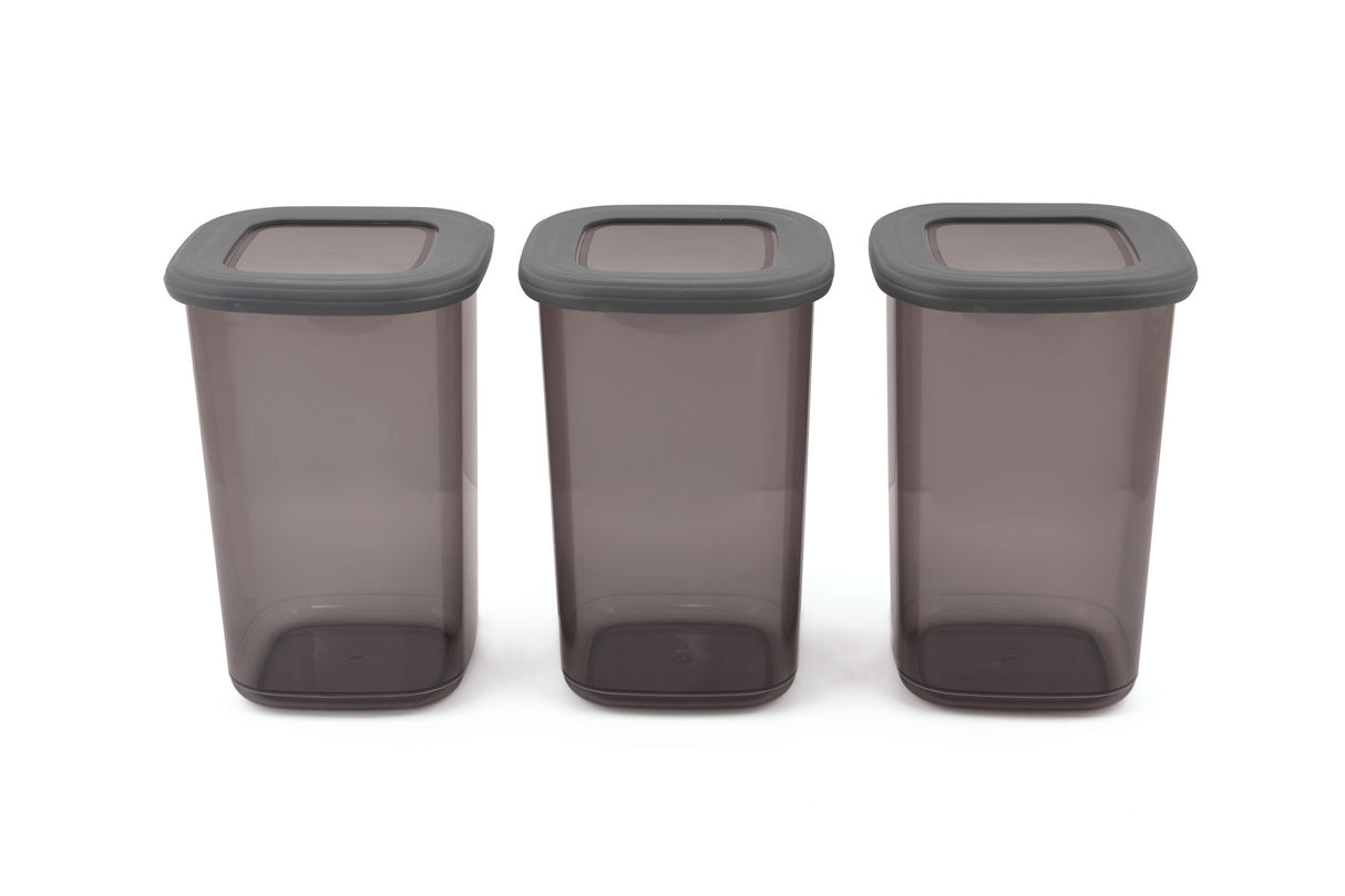 Set recipiente pentru depozitare 3 bucăți BNMPOLYAS03-12, Antracit, 10x10x17 cm
