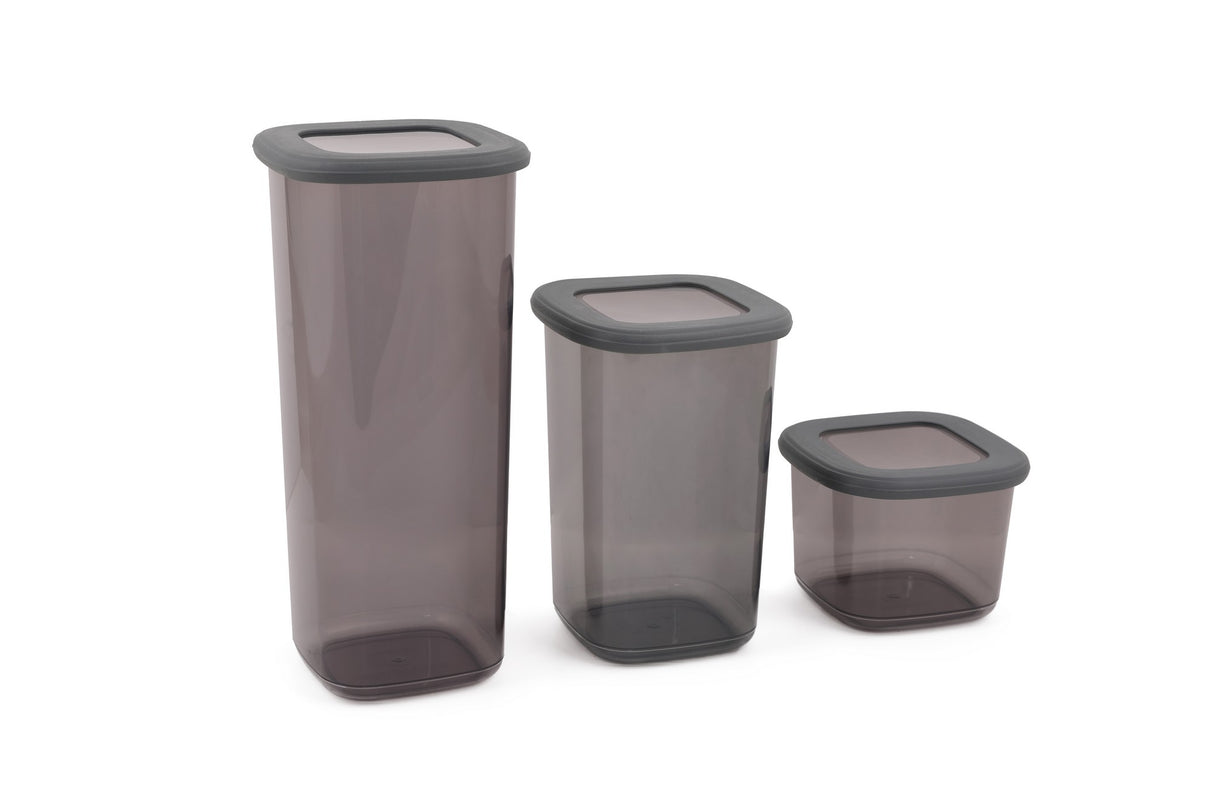 Set recipiente pentru depozitare 3 bucăți BNMPOLYAS03-51217, Antracit, 10x10x25 cm