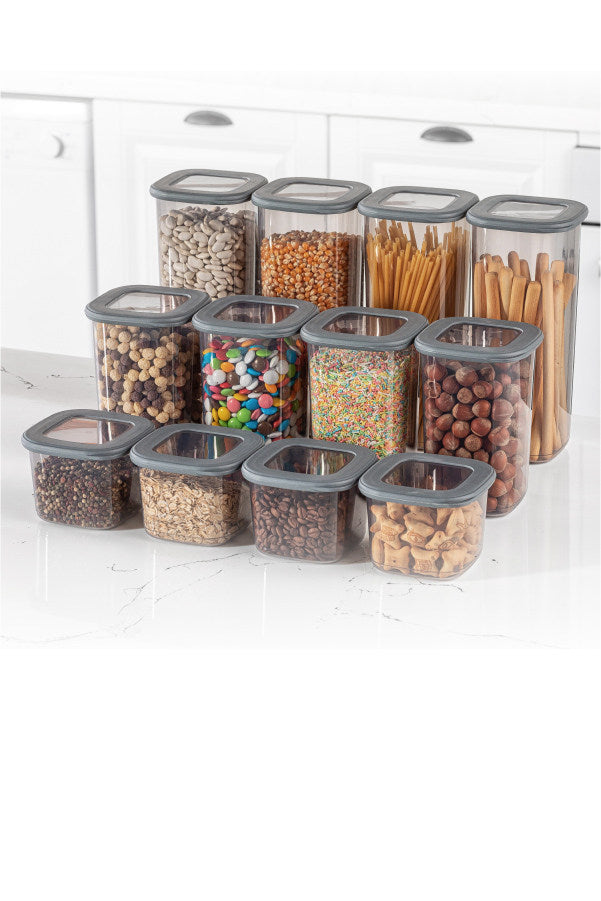Set recipiente pentru depozitare 12 bucăți BNMPOLYAS12-51217, Antracit, 10x10x25 cm