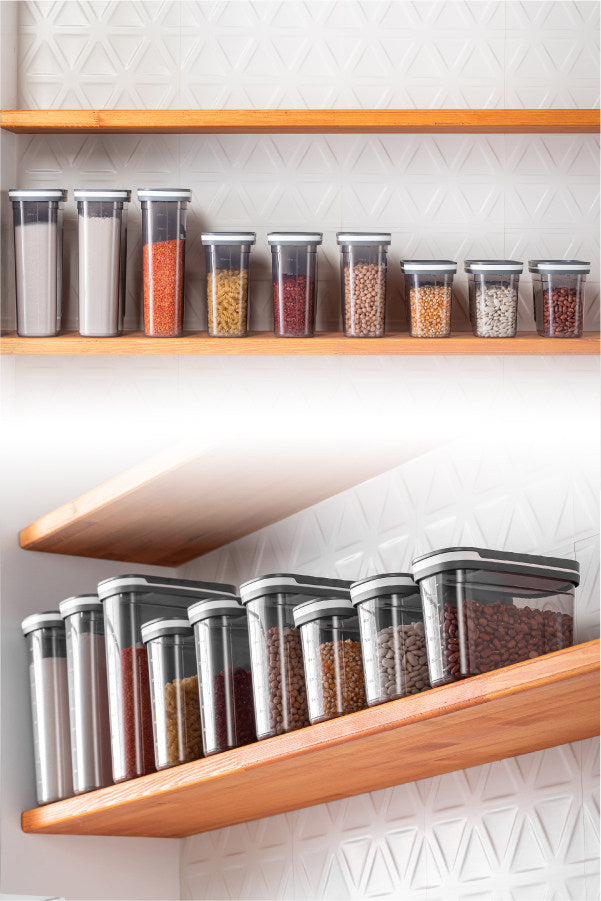 Set recipiente pentru depozitare 9 bucăți BNMSRGAR09-121827, Antracit, 10x20x26 cm