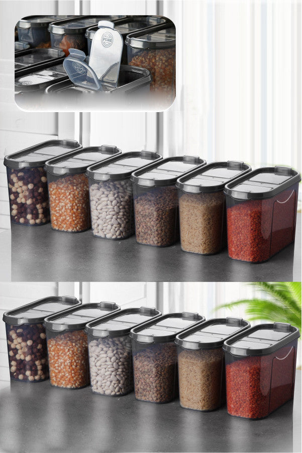 Set recipiente pentru depozitare 12 bucăți DSY12-14, Antracit, 9x19x13 cm