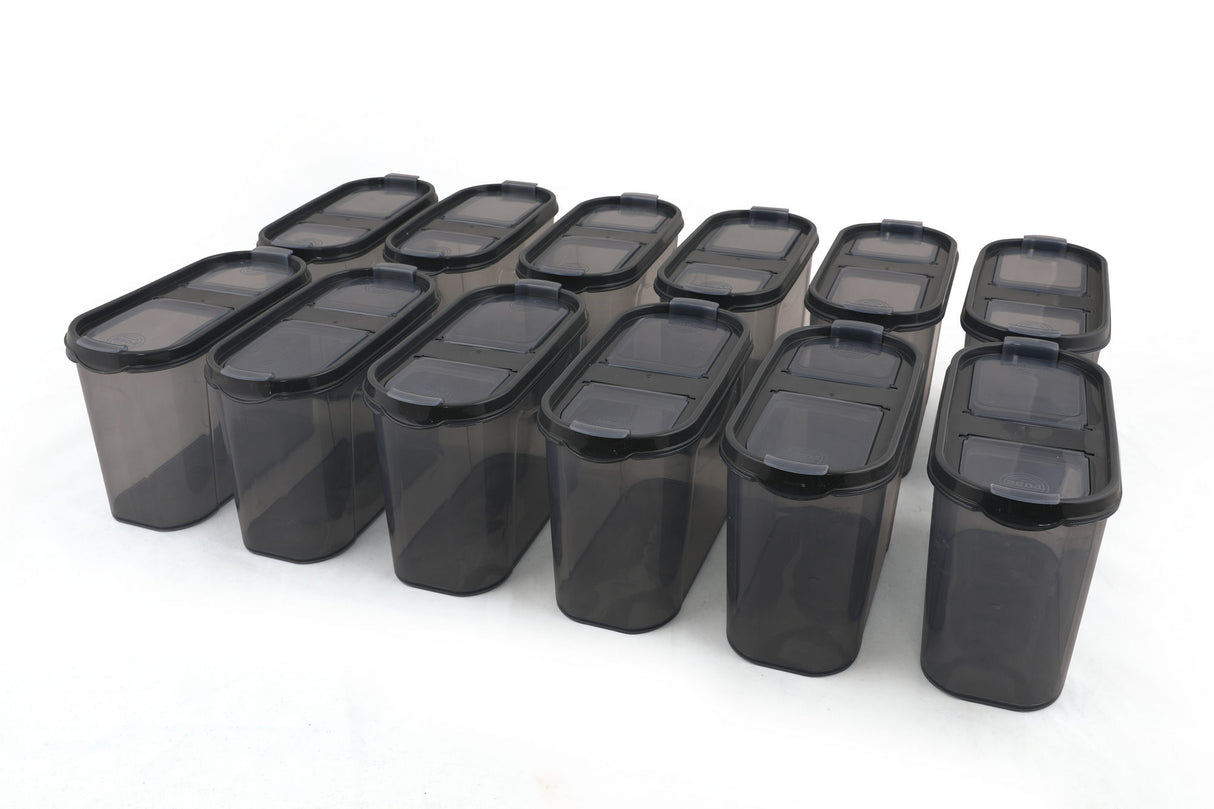 Set recipiente pentru depozitare 12 bucăți DSY12-14, Antracit, 9x19x13 cm