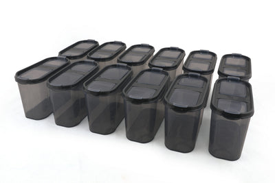 Set recipiente pentru depozitare 12 bucăți DSY12-14, Antracit, 9x19x12.5 cm, SKU 964FRM1124, imagine 2