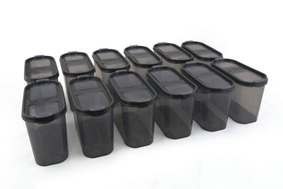 Set recipiente pentru depozitare 12 bucăți DSY12-14, Antracit, 9x19x12.5 cm, SKU 964FRM1124, imagine 3