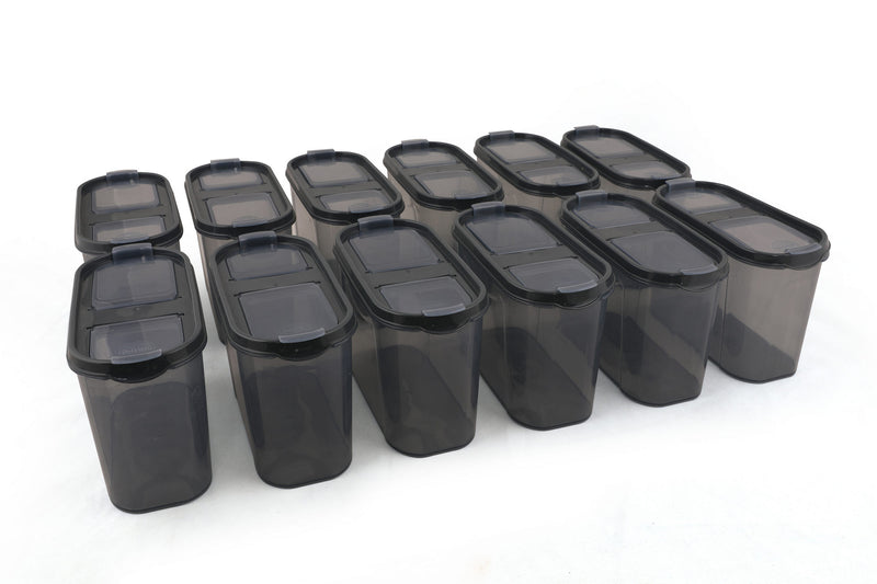 Set recipiente pentru depozitare 12 bucăți DSY12-14, Antracit, 9x19x12.5 cm, SKU 964FRM1124, imagine 3