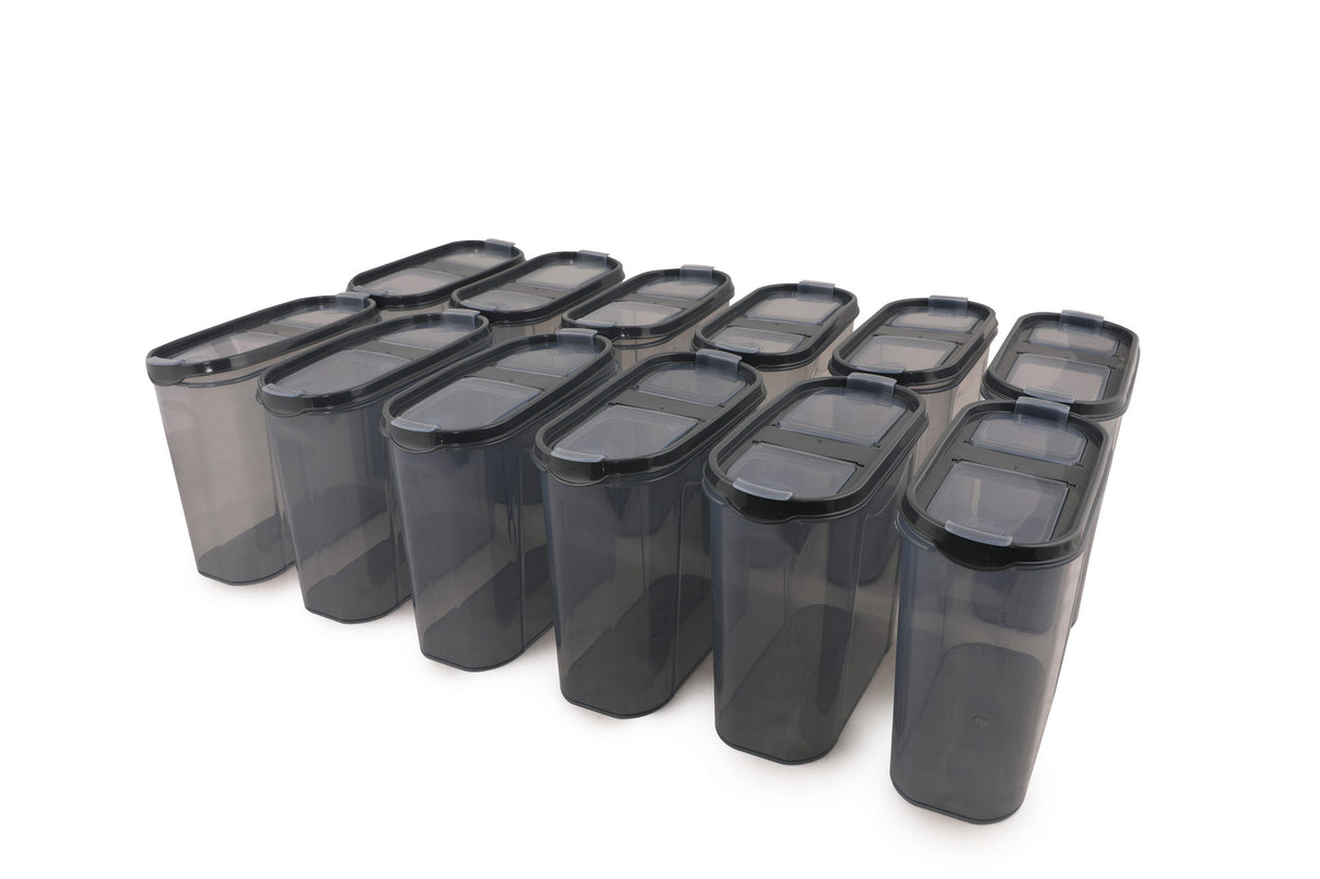 Set recipiente pentru depozitare 12 bucăți DSY12-2, Antracit, 9x19x17 cm